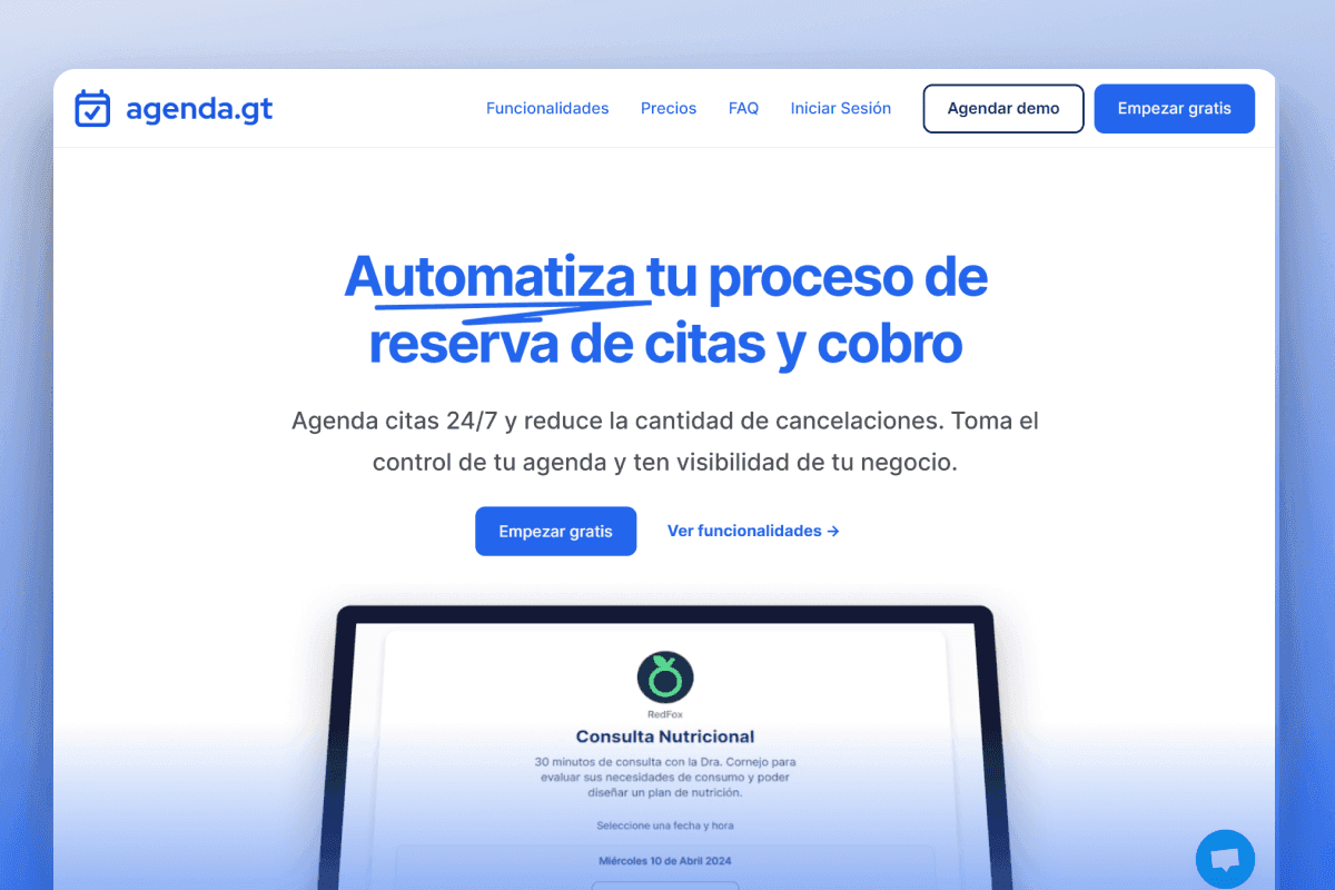 Sistema para programación de citas online con pagos integrados y tarjeta de crédito